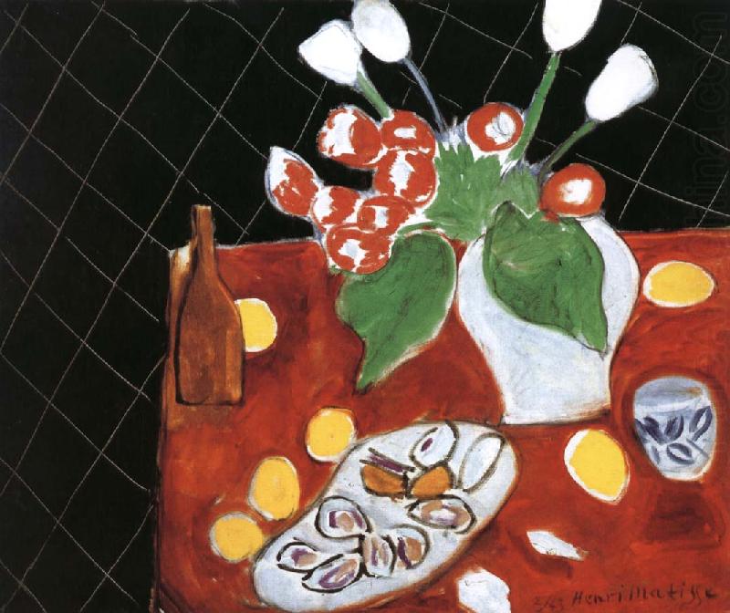 Black background, tulips and oysters, Henri Matisse